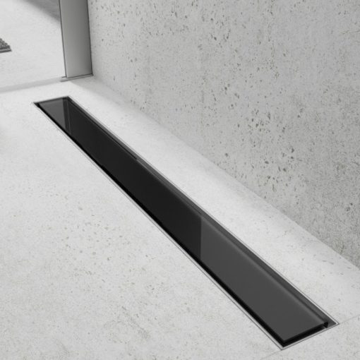 Mexen Flat MGB 70 cm dlhý kompletný sprchový žľab z čierneho skla