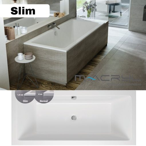 M-Acryl SABINA SLIM 180x80 rovná akrylátová vaňa s nožičkami