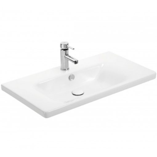 Sanovit SOFT 80 cm široké hranaté nástenné keramické umývadlo zabudovateľné na pult aj do nábytku  