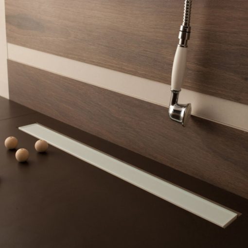 CONFLUO FRAMELESS LINE 95 cm dlhý bezrámový sprchový žľab z bieleho skla