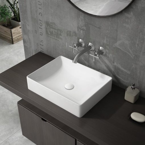 Sanovit TOP COUNTER 3050 50 cm široké hranaté keramické umývadlo na dosku