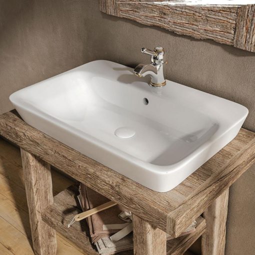 Sanovit TOP COUNTER 3065 65 cm široké hranaté keramické umývadlo na dosku 