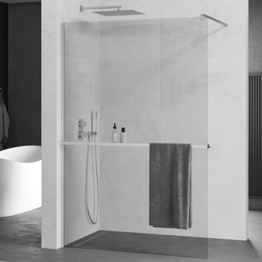 Mexen Kioto+ Walk-In Nano 90x200, 90 cm široká univerzálna sprchová zástena s 8 mm hrubým vodoodpudivým bezpečnostným sklom, výška 200 cm