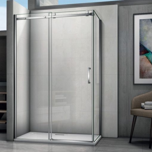 AQUATREND Marina 100x80 ľavý asymetrický hranatý sprchový kút s posuvnými dverami s 8  mm hrubým vodoodpudivým bezpečnostným sklom, chrómované prvky, výška 195 cm