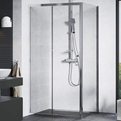 Mexen Apia 120x80 asymetrický hranatý sprchový kút s posuvnými dverami s 5 mm hrubým vodoodpudivým bezpečnostným sklom, chrómované prvky, výška 190 cm