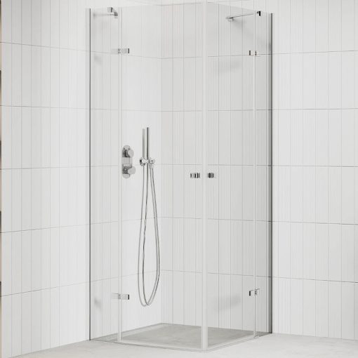 Mexen Roma Duo 100x100 hranatý sprchový kút s dvoma otváracími dverami so 6 mm hrubým vodoodpudivým bezpečnostným sklom, chrómované prvky, výška 190 cm