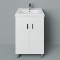   HÉRA 55/65/80 cm široká voľne stojaca kúpeľňová umývadlová skrinka, lesklá biela, s 2 "soft close" dvierkami 