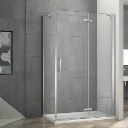 AQUATREND Jade N02 120x90 pravý asymetrický hranatý sprchový kút s otváracími dverami so 6 mm hrubým vodoodpudivým bezpečnostným sklom, chrómované prvky, výška 195 cm