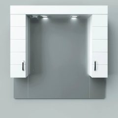   MART 100 cm široká kúpeľňová zrkadlová skrinka, lesklá biela, s LED osvetlením, vstavaným vypínačom a elektrickou zásuvkou