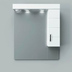   MART 55/65/75 cm široká kúpeľňová zrkadlová skrinka, lesklá biela, s LED osvetlením, vstavaným vypínačom a elektrickou zásuvkou