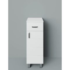   MART 30 cm široká policová doplnková spodná kúpeľňová skrinka, lesklá biela, s 1 "soft close" dvierkami a 1 zásuvkou