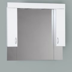   STANDARD 100 cm široká kúpeľňová zrkadlová skrinka, lesklá biela, s LED osvetlením, vstavaným vypínačom a elektrickou zásuvkou