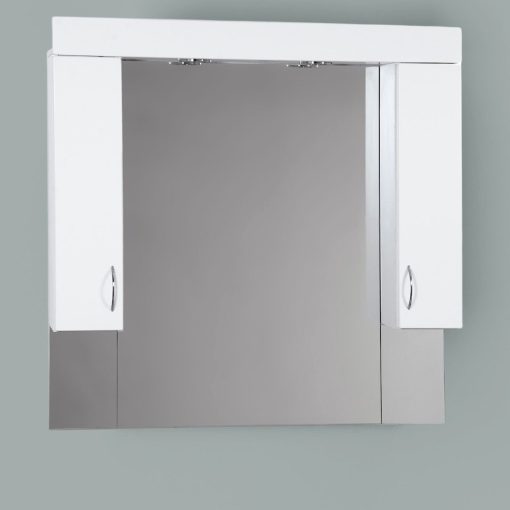 STANDARD 100 cm široká kúpeľňová zrkadlová skrinka, lesklá biela, s LED osvetlením, vstavaným vypínačom a elektrickou zásuvkou