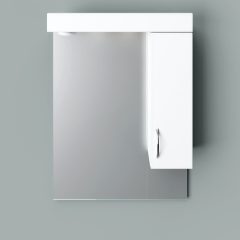   STANDARD 55/65/75/85 cm široká kúpeľňová zrkadlová skrinka, lesklá biela, s LED osvetlením, vstavaným vypínačom a elektrickou zásuvkou