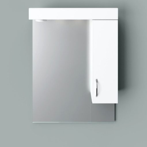 STANDARD 55/65/75/85 cm široká kúpeľňová zrkadlová skrinka, lesklá biela, s LED osvetlením, vstavaným vypínačom a elektrickou zásuvkou