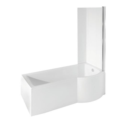 Besco INSPIRO 150x70 pravá zaoblená akrylátová sprchová vanička v tvare "P" s výklopným paravánom a nožičkami