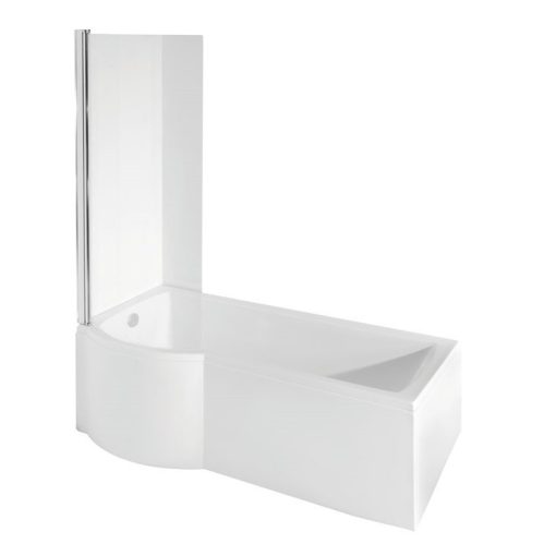 Besco INSPIRO 170x70 ľavá zaoblená akrylátová sprchová vanička v tvare "P" s výklopným paravánom a nožičkami