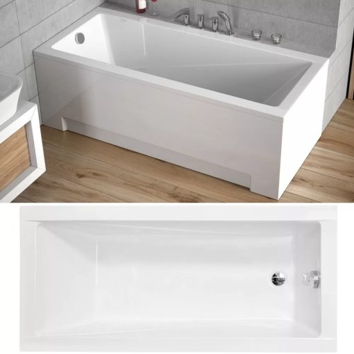 Besco MODERN 160x70 rovná akrylátová vaňa s nožičkami, čelným a bočným panelom + DARČEK Besco čistiaci prostriedok na vane (500 ml)