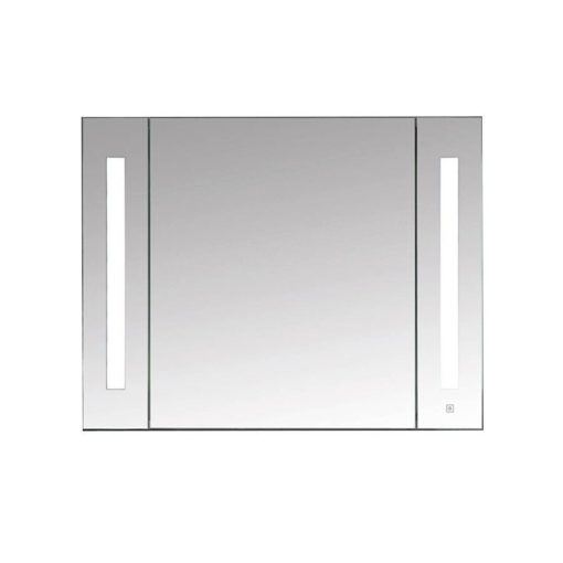 Wellis Canaria 80 cm široká "soft close" kúpeľňová zrkadlová skrinka s integrovaným LED osvetlením, police z číreho kaleného skla
