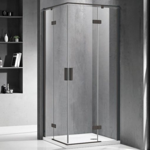 Wellis Murano 90x90 hranatý sprchový kút s dvomi otváracími dverami s 8 mm hrubým bezpečnostným sklom, matné čierne prvky, výška 195 cm