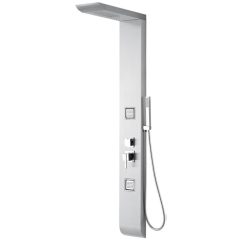   Wellis Lucia strieborný sprchový panel s integrovanou hydromasážnou tryskou a termostatom