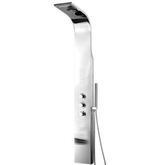   Wellis Glam leštený strieborný sprchový panel s integrovanou hydromasážnou tryskou a termostatom