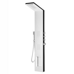   Wellis Bonita matný bielo-čierny sprchový panel s integrovanou hydromasážnou tryskou a termostatom